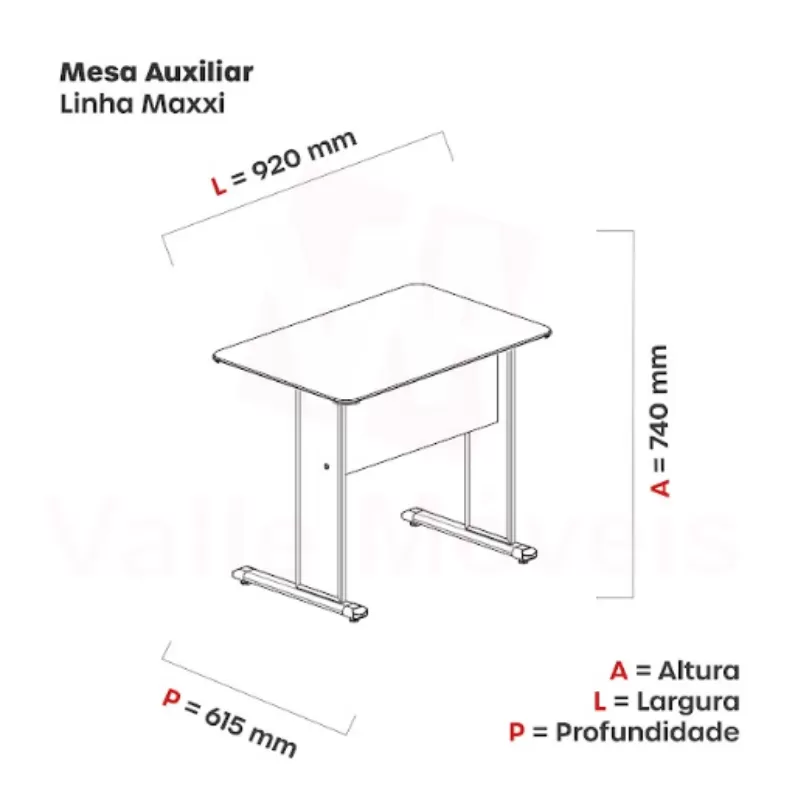 Mesa Reta Pandin Auxiliar 0,92 X 0,61 Linha Maxxi - Cristal